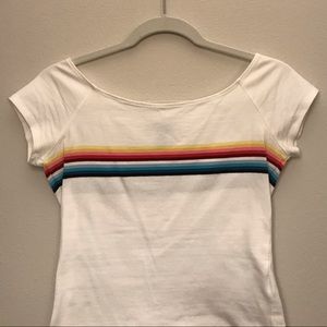 Off the shoulder cropped rainbow tee🌈